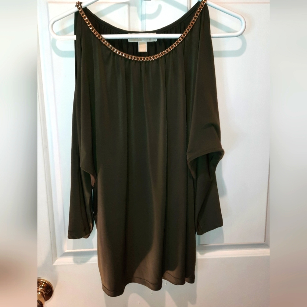 MICHAEL Michael Kors Off the Shoulder Olive Green Blouse size Large